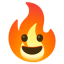 🔥 fire + 😀 grinning emoji mashup